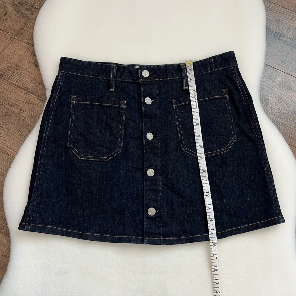 Ralph Lauren Denim Supply Tilden Button Front Denim Mini Jean Skirt Dark Wash 30